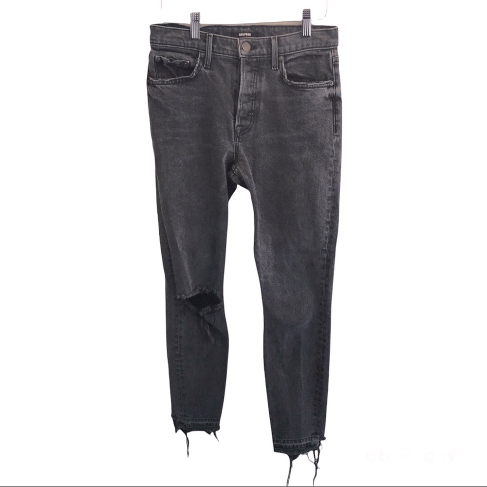 GRLFRND Karolina distressed chewed hem jeans